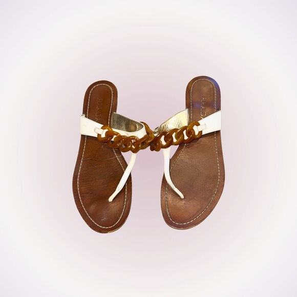 Prada white with tortoise shell chain sandals | Sz 39.5 - Picture 1 of 7